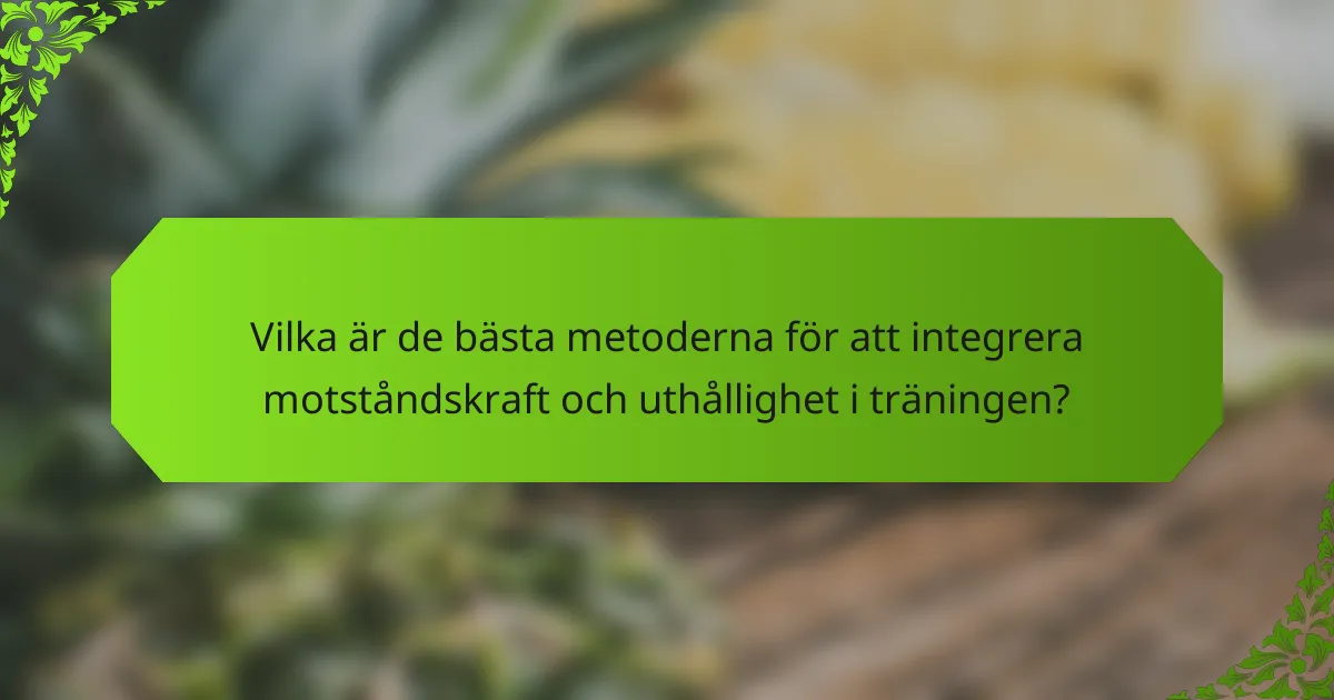 Vilka är de bästa metoderna för att integrera motståndskraft och uthållighet i träningen?