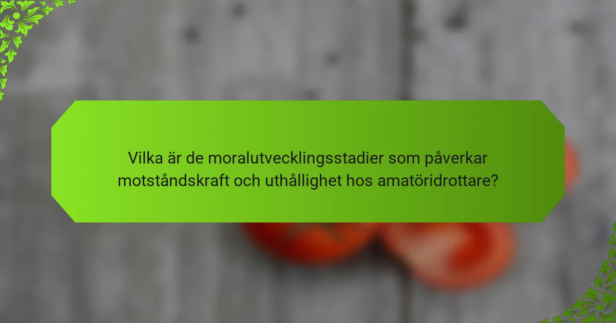 Vilka är de moralutvecklingsstadier som påverkar motståndskraft och uthållighet hos amatöridrottare?