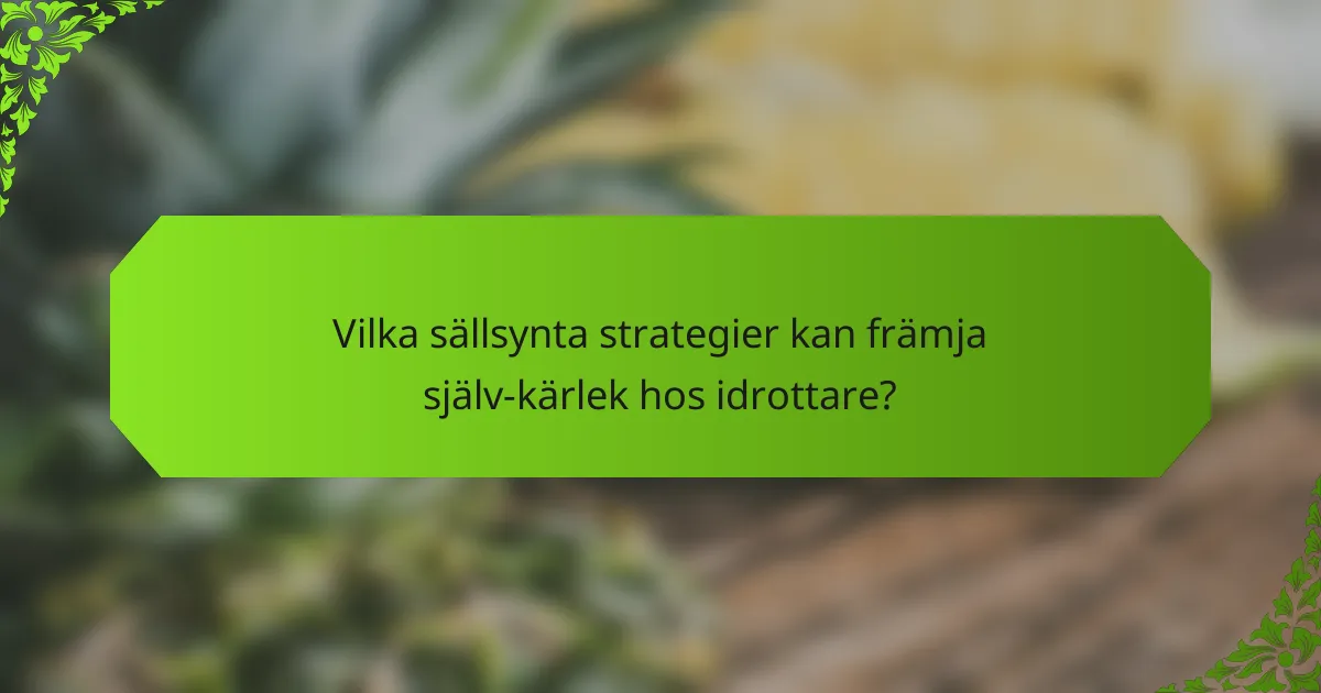 Vilka sällsynta strategier kan främja själv-kärlek hos idrottare?