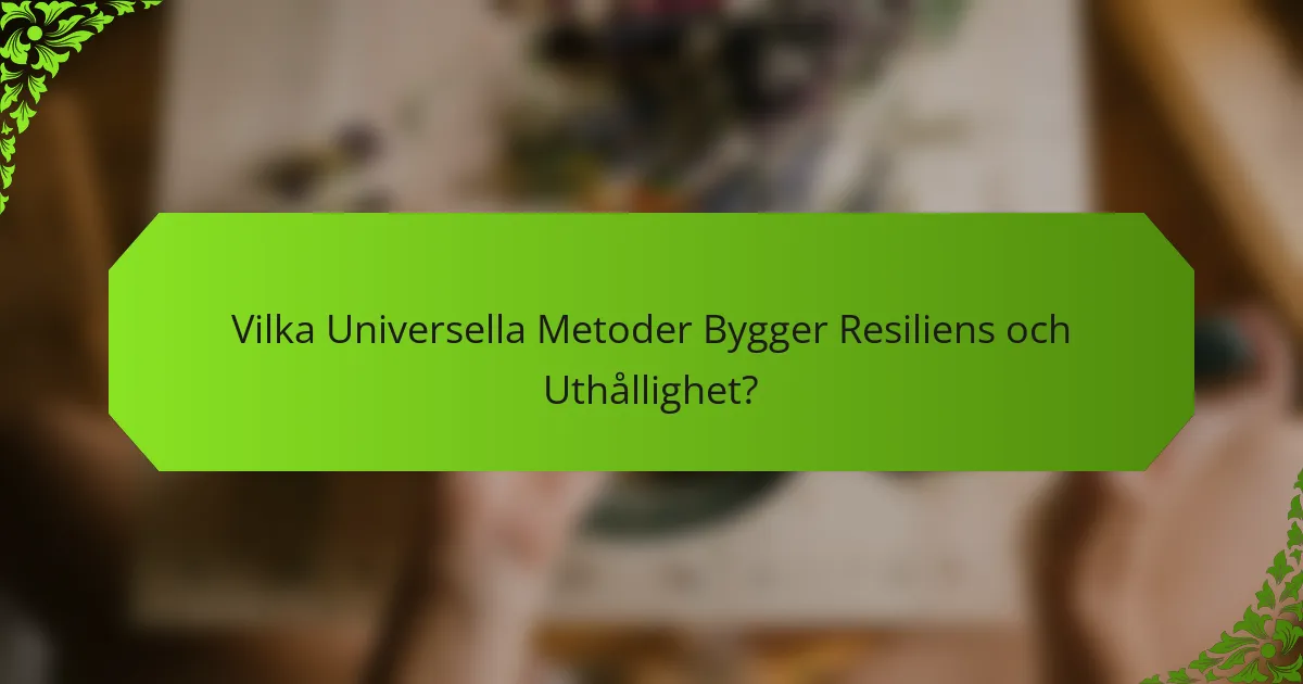 Vilka Universella Metoder Bygger Resiliens och Uthållighet?