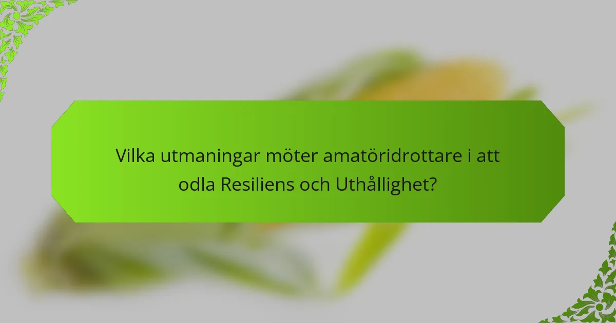 Vilka utmaningar möter amatöridrottare i att odla Resiliens och Uthållighet?